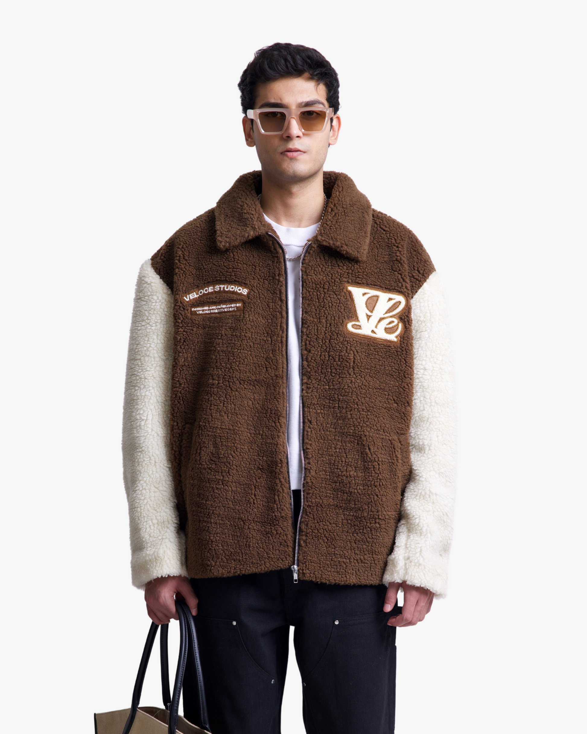 BROWN DUAL TONE SHEARLING JACKET
