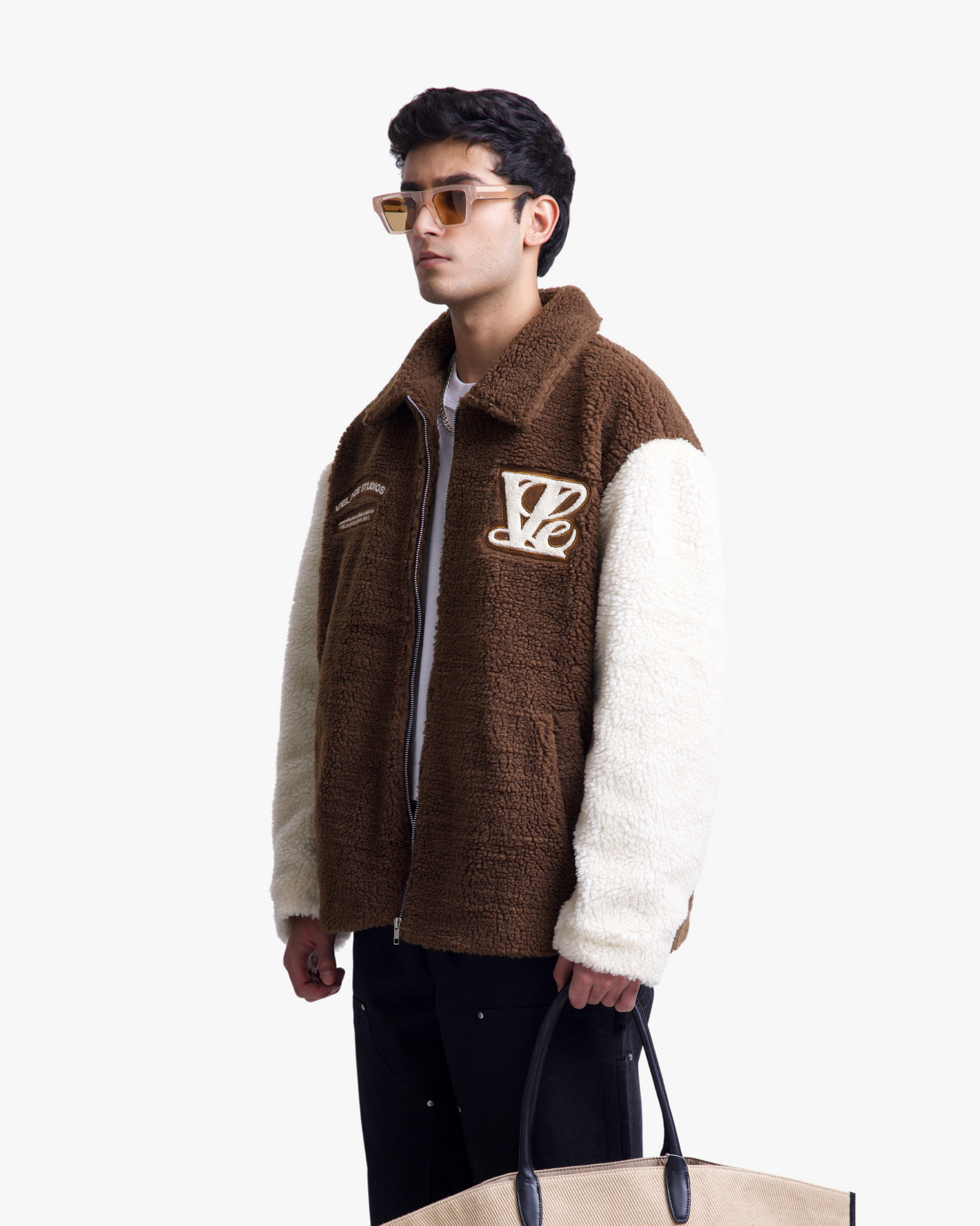 BROWN DUAL TONE SHEARLING JACKET