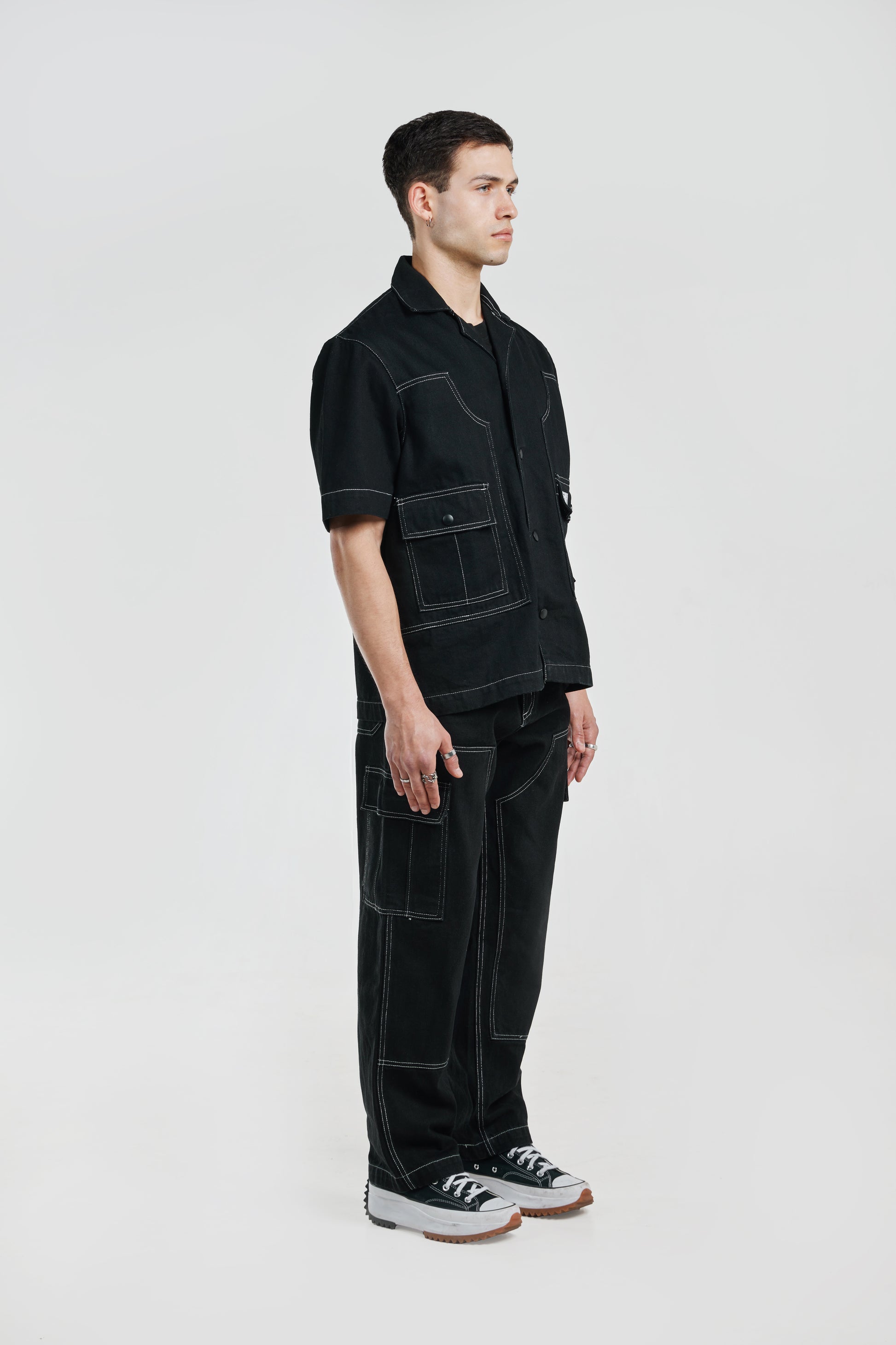 Topstitched Denim Shirt