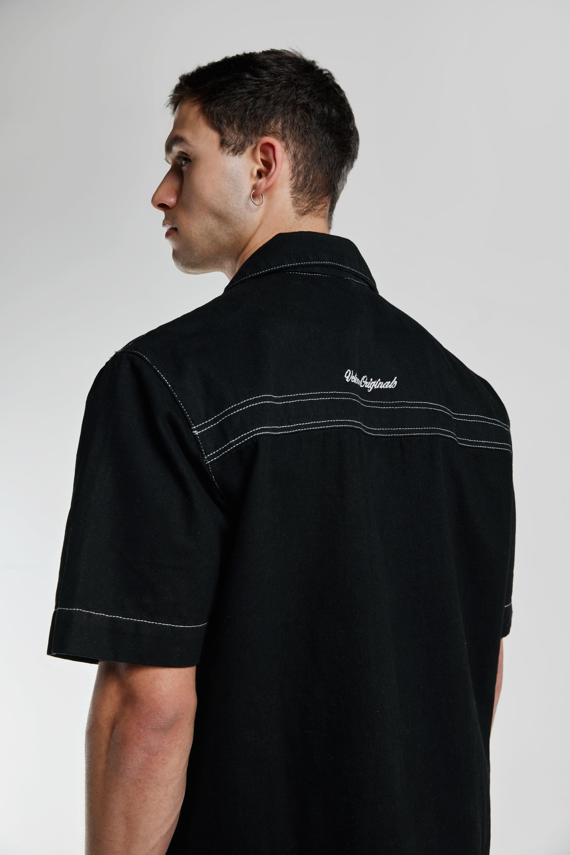 Topstitched Denim Shirt