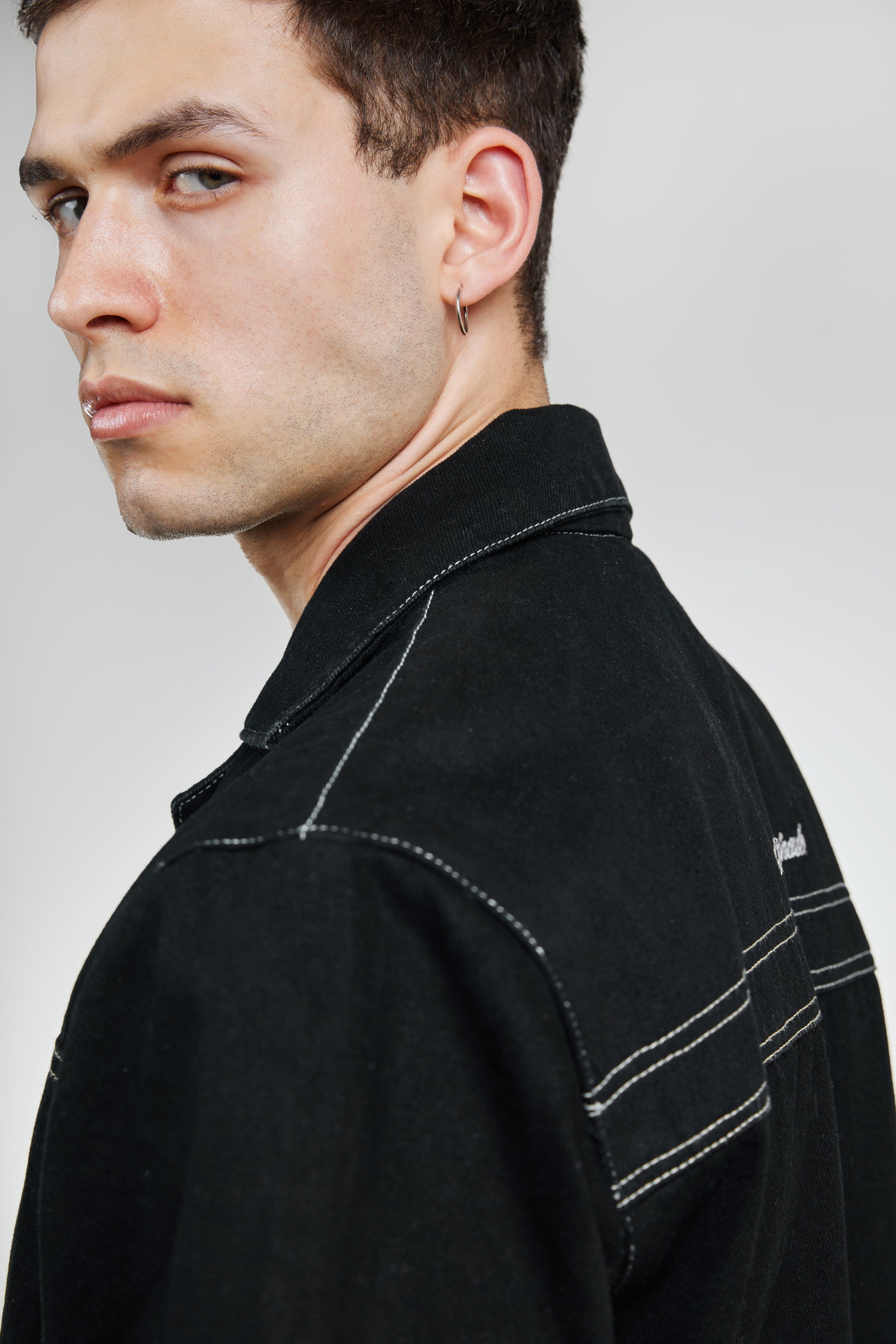 Topstitched Denim Shirt